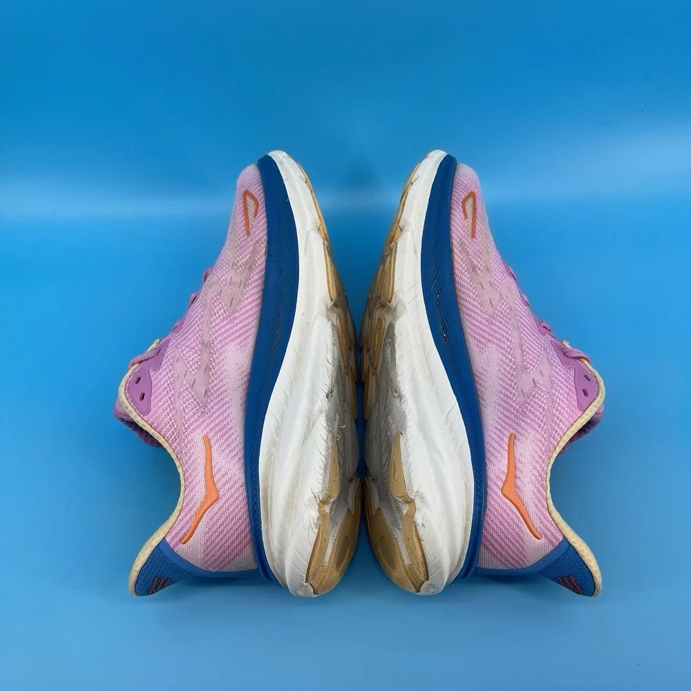 HOKA Clifton 9 Women's Pink Blue Running Shoes Size 8 US 40 EU